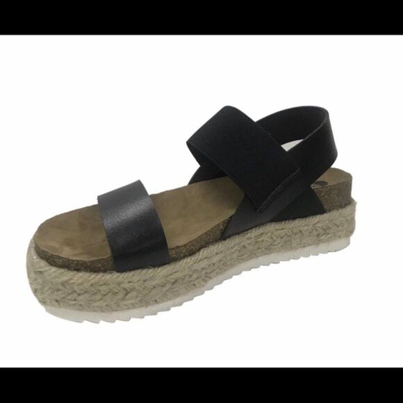 Big Buddha Black Platform Jute Sandals Y - Picture 2 of 5